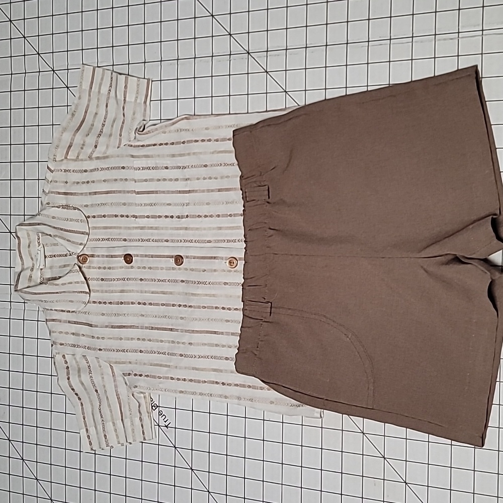 Vintage Official Girl Scouts USA Brown Brownies Button Up Top & Shorts Sz 7